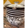 Bote Antiguo La Cartuja Pickman - Tarro Porcelana Decoración Floral Blanco y Negro
