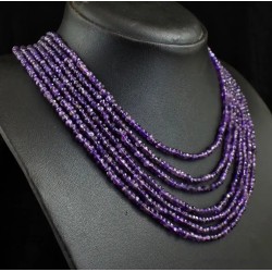 Collar Elegante de Amatista Facetada - 7 Vueltas de Piedra Natural