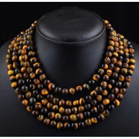 Collar Multicapa de Ojo de Tigre Natural - Elegancia y Energía en Tonos Dorados