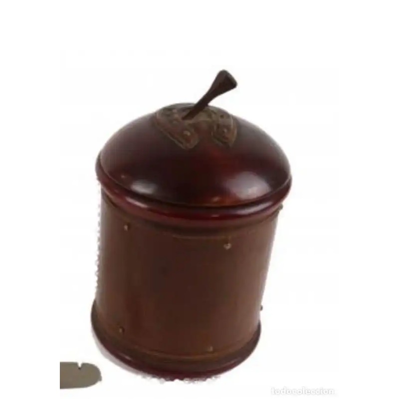 Tarro para Tabaco Vintage de Madera y Cuero - Humidor Clásico con Tapa 18 cm