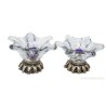 Pareja de Palmatorias Vintage Cristal y Plata - Candelabros Flores Años 70