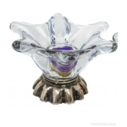 Pareja de Palmatorias Vintage Cristal y Plata - Candelabros Flores Años 70