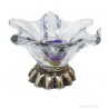 Pareja de Palmatorias Vintage Cristal y Plata - Candelabros Flores Años 70