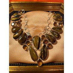 Gargantilla de Plata con Ojo de Tigre - Collar Artesanal Piedras Naturales