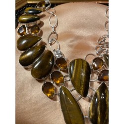 Gargantilla de Plata con Ojo de Tigre - Collar Artesanal Piedras Naturales