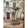 Panel de 6 Azulejos Pintados a Mano Patio Andaluz - Cerámica Artística Enmarcada