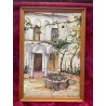 Panel de 6 Azulejos Pintados a Mano Patio Andaluz - Cerámica Artística Enmarcada