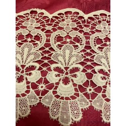 Encaje de Guipur Antiguo Blanco - Puntilla Artesanal Decorativa 200x25 cm