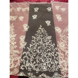 Encaje Antiguo Traje de Novia - Velo Nupcial Bordado Flores 320x110 cm