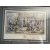 Grabado Antiguo Escena Histórica Clásica - Arte Enmarcado Marco Dorado Ornamental