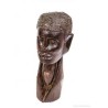 Dos Bustos y Guerrero Africano Madera de Ébano - Arte Tribal Massai Kenia 32 cm