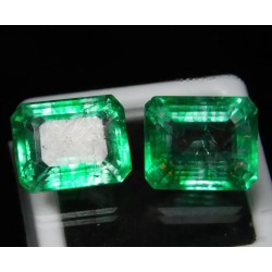 Pareja de Esmeraldas Naturales 17,80 CT - Gemas Talla Esmeralda Colombianas