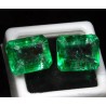 Pareja de Esmeraldas Naturales 17,80 CT - Gemas Talla Esmeralda Colombianas