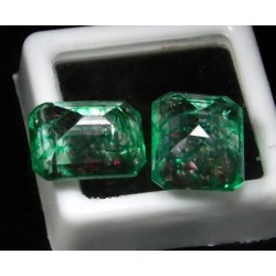 Pareja de Esmeraldas Naturales 17,80 CT - Gemas Talla Esmeralda Colombianas