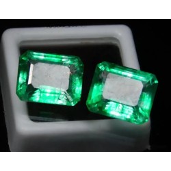 Pareja de Esmeraldas Naturales 17,80 CT - Gemas Talla Esmeralda Colombianas