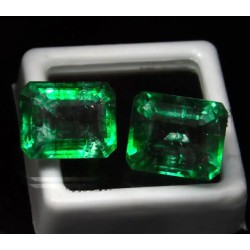 Pareja de Esmeraldas Naturales 17,80 CT - Gemas Talla Esmeralda Colombianas