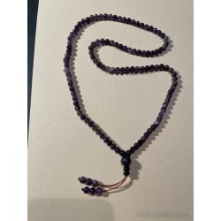 Collar Budista Mala de Amatista Natural - Rosario Meditación Piedras Violetas