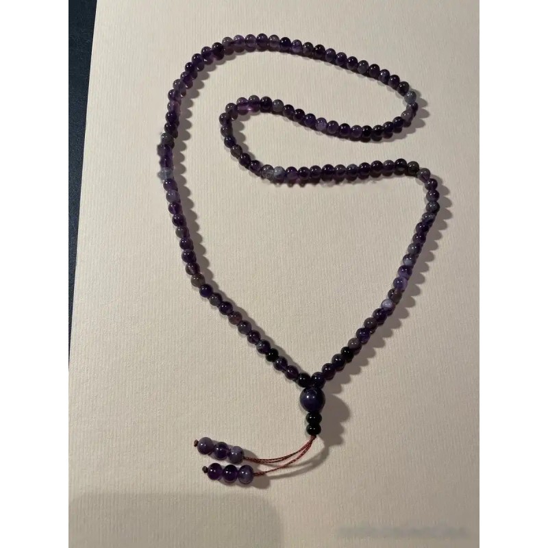 Collar Budista Mala de Amatista Natural - Rosario Meditación Piedras Violetas