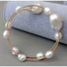 Pulsera Aros Dorados con Perlas Barrocas Naturales - Joyería Elegante Ajustable
