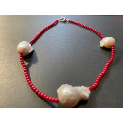 Gargantilla Elegante de Coral Rojo con Perlas Barrocas Naturales - Joyería Única