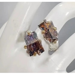 Anillo Exclusivo de Plata con Cristales de Bismuto - Joyería Artesanal Única