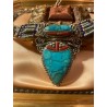 Gargantilla Étnica de Plata Tibetana con Turquesa y Coral - Joyería Artesanal