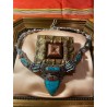 Gargantilla Étnica de Plata Tibetana con Turquesa y Coral - Joyería Artesanal
