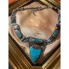 Gargantilla Étnica de Plata Tibetana con Turquesa y Coral - Joyería Artesanal