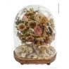 Campana de Cristal Vintage con Composición Floral de Conchas - Arte Decorativo