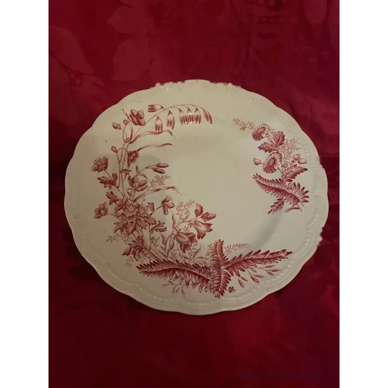 Plato de Porcelana Vintage - Decoración Floral en Tono Rosa Antiguo Plato de Porcelana Vintage - Decoración Floral en Tono Rosa Antiguo