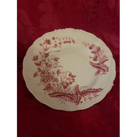 Plato de Porcelana Vintage - Decoración Floral en Tono Rosa Antiguo