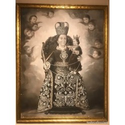 Obra Maestra Religiosa - Virgen del Rosario en Óleo Vintage