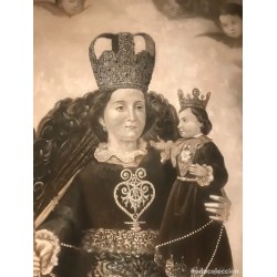 Obra Maestra Religiosa - Virgen del Rosario en Óleo Vintage
