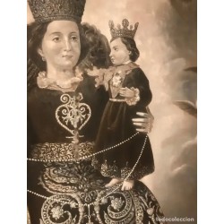 Obra Maestra Religiosa - Virgen del Rosario en Óleo Vintage