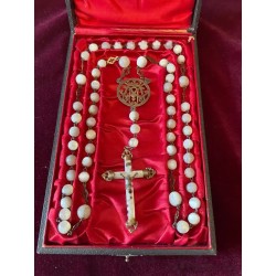 Rosario Antiguo de Nácar y Plata - Pieza de Colección del Siglo XIX