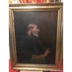 Óleo del Siglo XVIII de San Pedro con Marco de Oro Fino