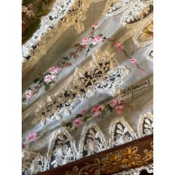 Abanico de Lujo Estilo Francés - Obra Maestra de Arte Textil del Siglo XIX