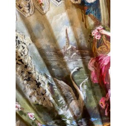 Abanico de Lujo Estilo Francés - Obra Maestra de Arte Textil del Siglo XIX