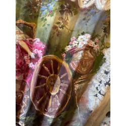 Abanico de Lujo Estilo Francés - Obra Maestra de Arte Textil del Siglo XIX