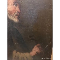 Óleo del Siglo XVIII de San Pedro con Marco de Oro Fino