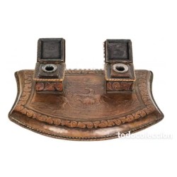 CONJUNTO DE ESCRIBANIA EN PIEL DE MEDIADOS DEL S.XX