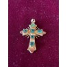 Cruz Religiosa de Oro con Esmeraldas Colombianas - Joya de Orfebrería Excepcional