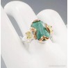 Anillo de Diseño Escultórico - Malaquita con Detalles en Oro