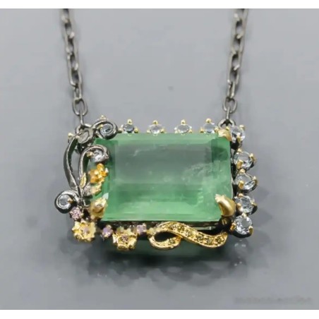 Gargantilla Elegante con Fluorita Verde 40 Quilates - Joya Artesanal Premium