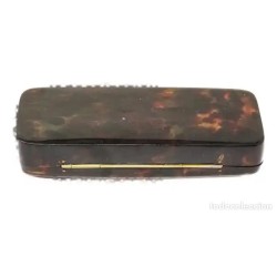 Caja Antigua de Símil Carey Calado - Joyero Vintage con Motivos Vegetales