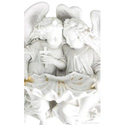 Benditera Antigua de Biscuit Blanco con Ángeles - Pila de Agua Bendita Vintage
