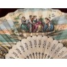 Abanico Siglo XIX con Varillaje de Hueso Calado - Escena Galante Pintada a Mano