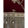 Bolso Vintage de Malla de Plata con Perlas Colgantes - Monedero Art Nouveau
