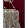 Bolso Vintage de Malla de Plata con Perlas Colgantes - Monedero Art Nouveau