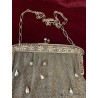 Bolso Vintage de Malla de Plata con Perlas Colgantes - Monedero Art Nouveau